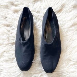 Stuart Weitzman Black Fabric Slip On Low Wedges Women’s Size 8.5